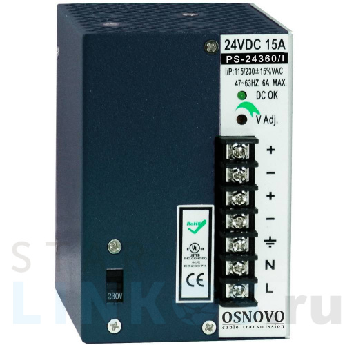 Купить Промышленный уличный блок питания OSNOVO PS-24360/I за 8 856 руб. в Туле Купить с доставкой Промышленный уличный блок питания OSNOVO PS-24360/I в Туле