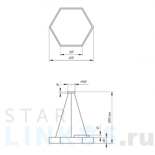 Купить с доставкой Подвесной светодиодный cветильник Geometria ЭРА Hexagon SPO-121-B-40K-038 38Вт 4000К черный Б0050551 в Туле фото 2