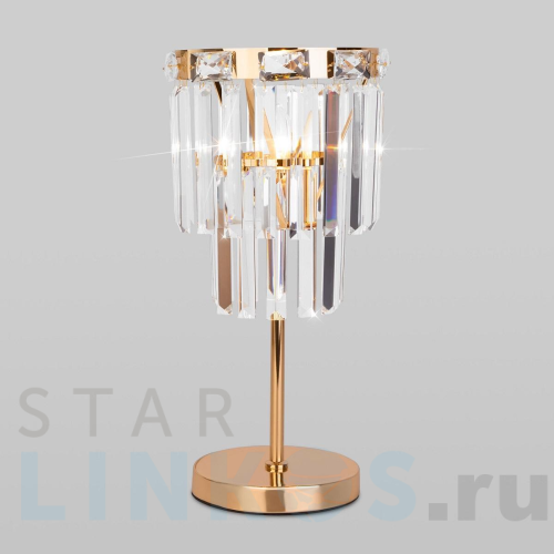 Купить с доставкой Настольная лампа Eurosvet Elegante 01136/1 золото/прозрачный хрусталь Strotskis в Туле