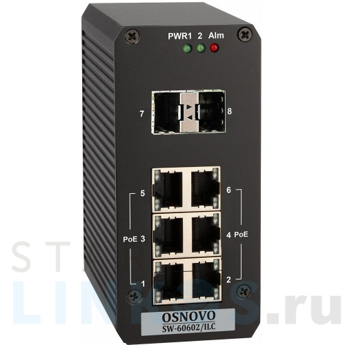 Купить с доставкой Промышленный 6-портовый PoE коммутатор OSNOVO SW-60602/ILC Fast Ethernet в Туле фото 3