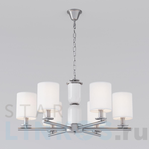 Купить Подвесная люстра Eurosvet Caprera 60146/6 никель за 22 600 руб. в Туле Купить с доставкой Подвесная люстра Eurosvet Caprera 60146/6 никель в Туле