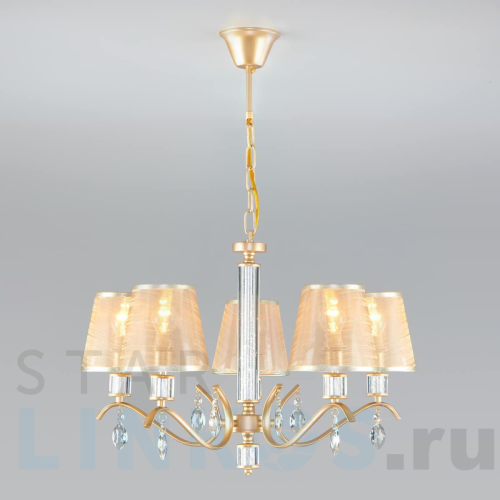 Купить Подвесная люстра Eurosvet Alcamo 60103/5 перламутровое золото за 14 800 руб. в Туле Купить с доставкой Подвесная люстра Eurosvet Alcamo 60103/5 перламутровое золото в Туле