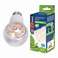 Купить Лампа светодиодная для растений Uniel E27 15W прозрачная LED-A60-15W/SPFB/E27/CL PLP30WH UL-00007405 в Туле