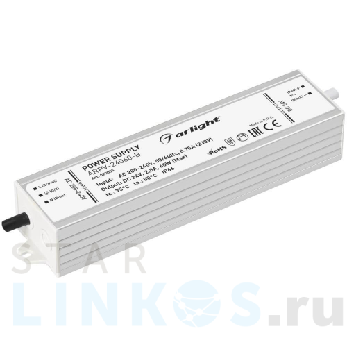 Купить Блок питания Arlight ARPV-60-B 24V 60W IP67 2,5A 020005 за 2 414 руб. в Туле Купить с доставкой Блок питания Arlight ARPV-60-B 24V 60W IP67 2,5A 020005 в Туле
