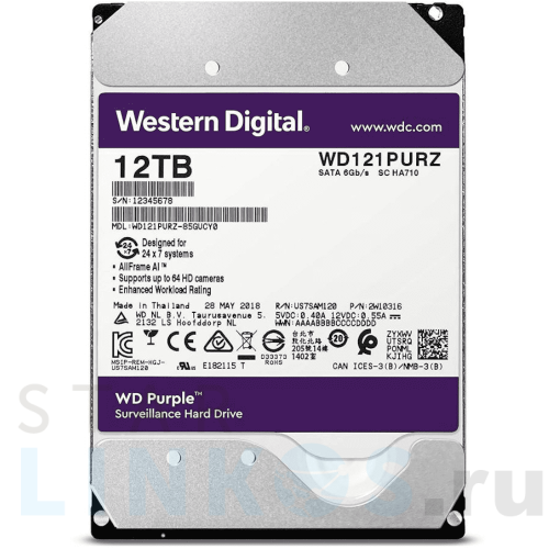 Купить Жесткий диск Western Digital WD121PURZ 12 Тбайт за 48 805.20 руб. в Туле Купить с доставкой Жесткий диск Western Digital WD121PURZ 12 Тбайт в Туле