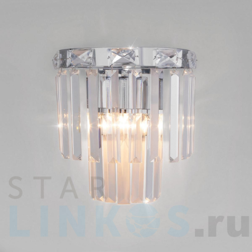 Купить с доставкой Настенный светильник Eurosvet Elegante 10130/1 хром/прозрачный хрусталь Strotskis в Туле