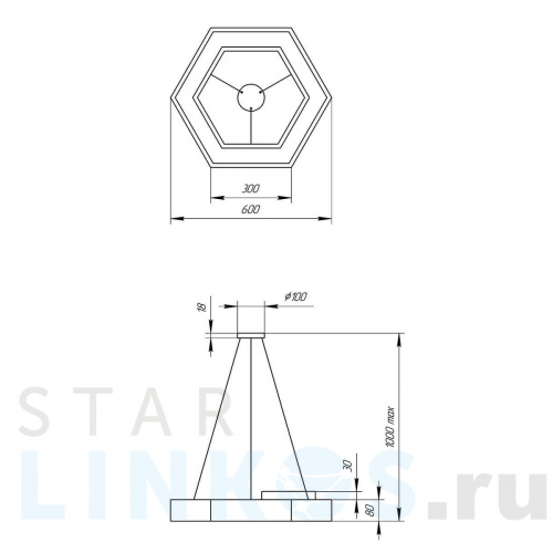Купить с доставкой Подвесной светодиодный cветильник Geometria ЭРА Hexagon SPO-123-B-40K-045 45Вт 4000К черный Б0050555 в Туле фото 2