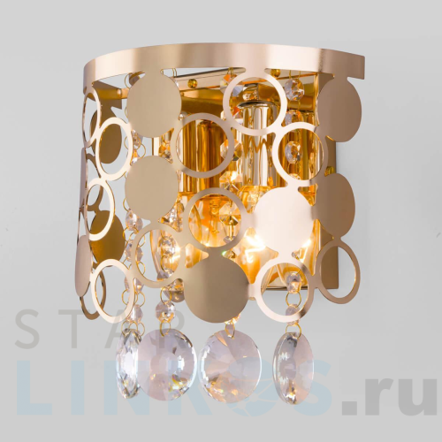 Купить с доставкой Настенный светильник Eurosvet Lianna 10114/2 золото/прозрачный хрусталь Strotskis в Туле