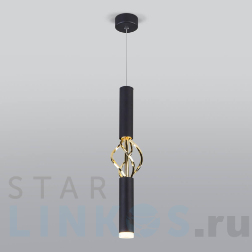 Купить с доставкой Подвесной светодиодный светильник Eurosvet Lance 50191/1 LED черный/золото в Туле