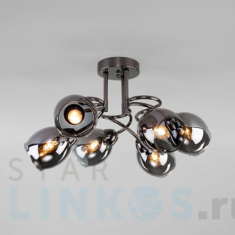 Купить Потолочная люстра Eurosvet Roselyn 30171/6 черный жемчуг за 11 200 руб. в Туле фото 2 Купить с доставкой Потолочная люстра Eurosvet Roselyn 30171/6 черный жемчуг в Туле фото 2